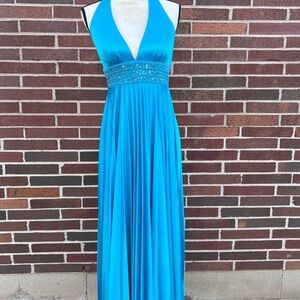 Blue Halter Prom Dress